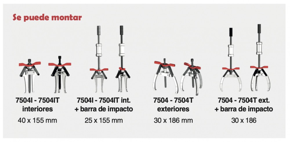 JUEGO EXTRACTORES FORZA 2 Y 3 GARRAS CON MALETIN